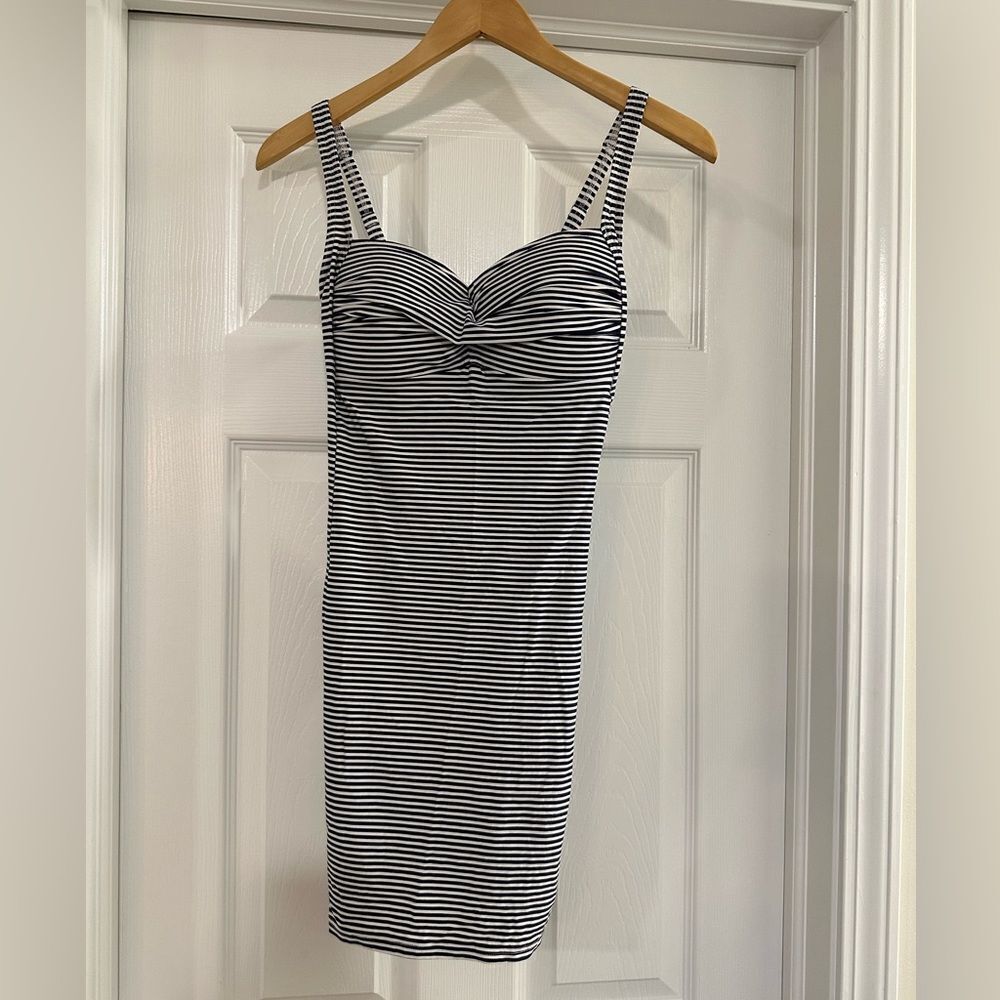 Bond-Eye Navy and White Swim Coverup Dress